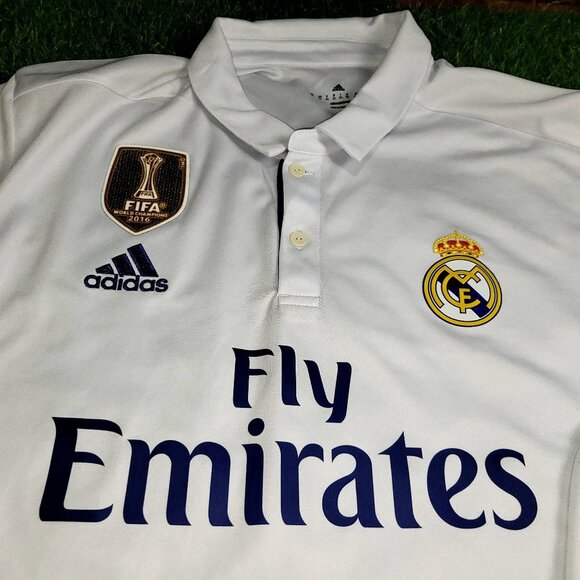 Cristiano Ronaldo Real Madrid 2016 2017 UEFA Home Long Sleeve Soccer Jersey XL - Picture 3 of 10